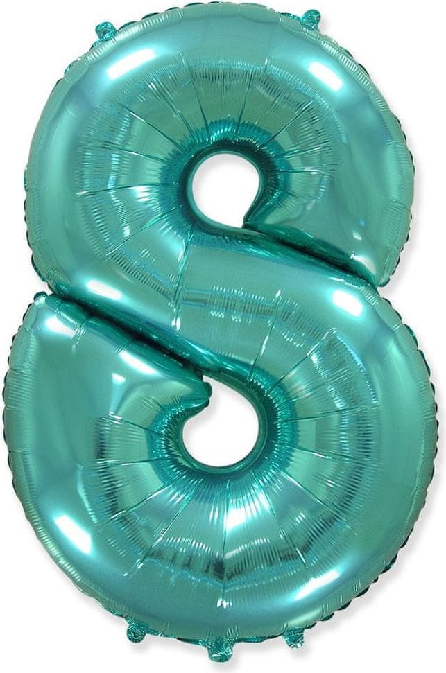 Fóliový balónek číslice 8 - tyrkysová - tiffany - 102cm - obrázek 1