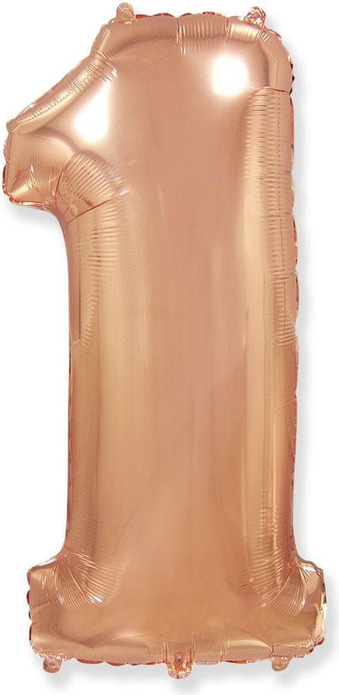 Fóliový balónek číslice 1 - rosegold - růžovo zlatá - 102 cm - obrázek 1