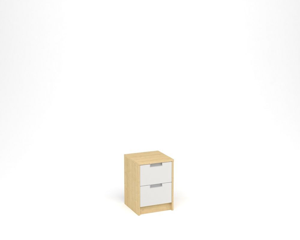 ANTERIA Noční stolek, 2 zásuvky, javor/bílá - obrázek 1
