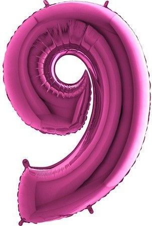 Fóliový balónek číslice 9 - růžová - pink - 102cm - obrázek 1