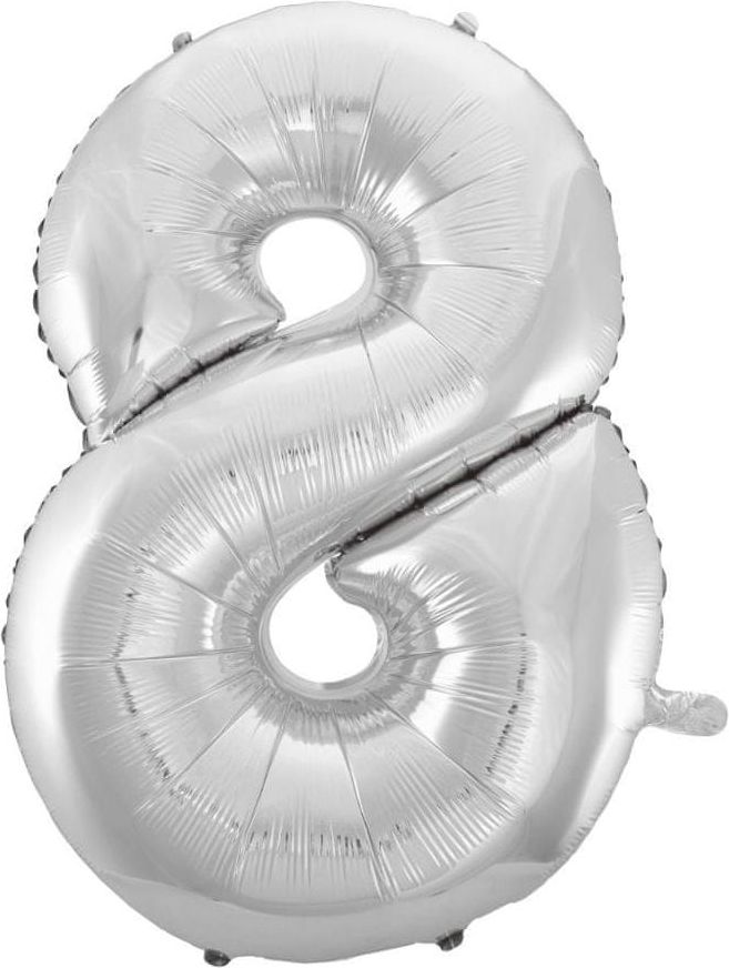 Fóliový balónek číslice 8 - stříbrná - silver - 102cm - obrázek 1