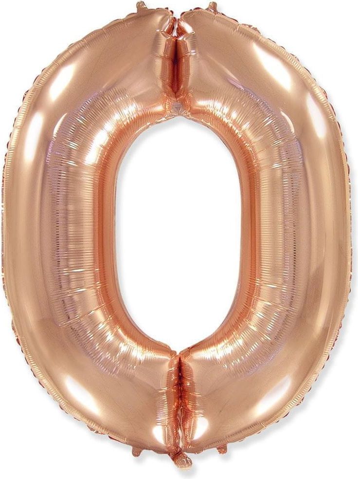 Fóliový balónek číslice 0 - rosegold - růžovo zlatá - 102 cm - obrázek 1