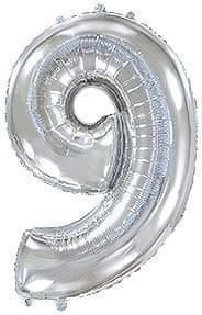 Fóliový balónek číslice 9 - stříbrná - silver - 102cm - obrázek 1