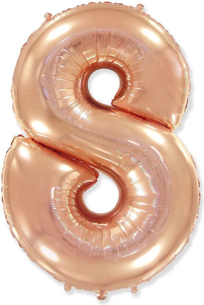 Fóliový balónek číslice 8 - rosegold - růžovo zlatá - 102 cm - obrázek 1