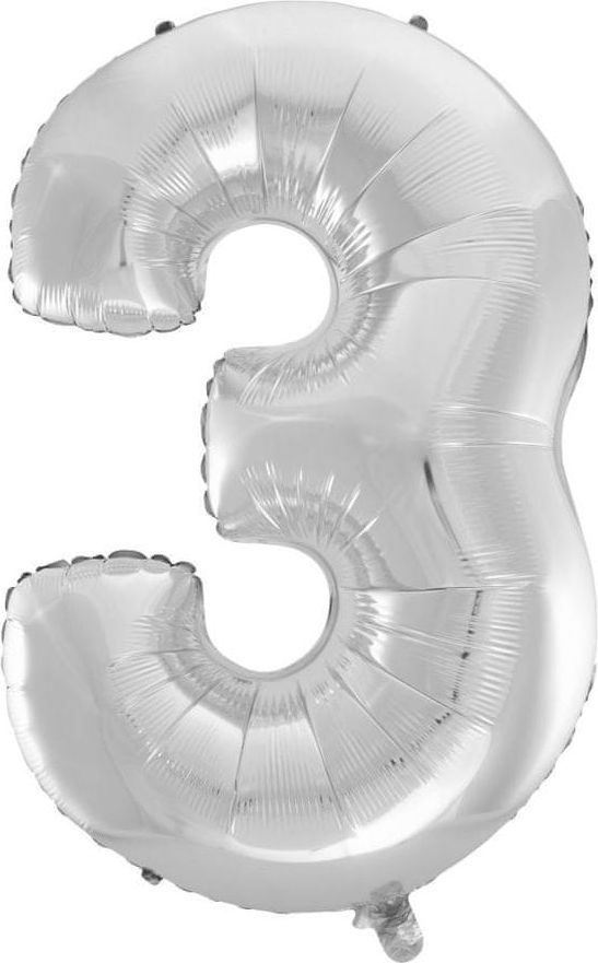 Fóliový balónek číslice 3 - stříbrná - silver - 102cm - obrázek 1