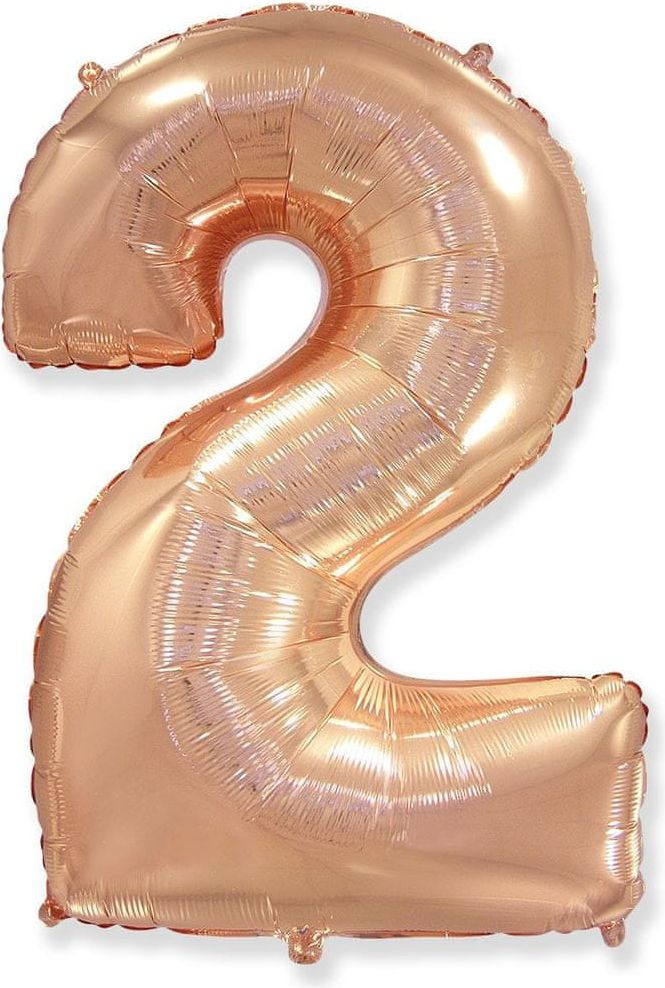 Fóliový balónek číslice 2 - rosegold - růžovo zlatá - 102 cm - obrázek 1