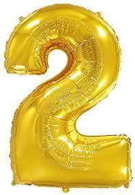 Fóliový balónek číslice 2 - zlatá - gold - 102cm - obrázek 1