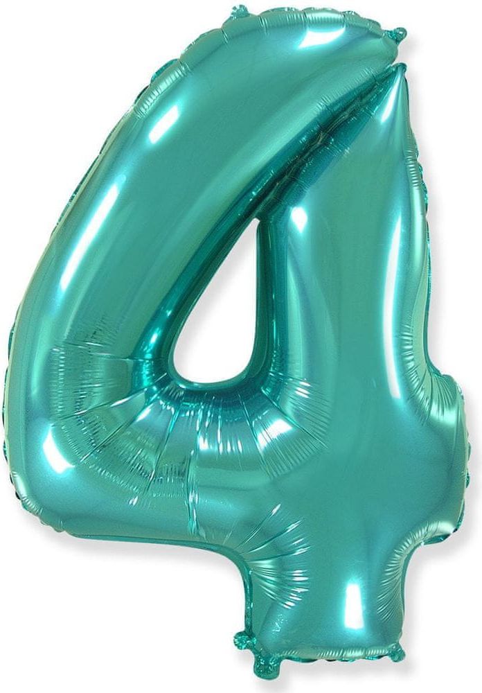 Fóliový balónek číslice 4 - tyrkysová - tiffany - 102cm - obrázek 1