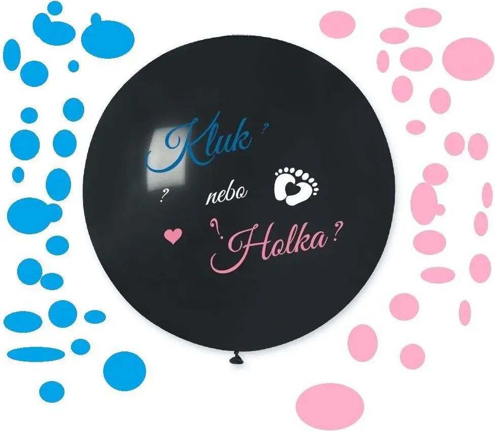 Balón latexový - Kluk nebo holka ? (+ konfety) - Gender reveal - Baby shower - 80 cm - obrázek 1