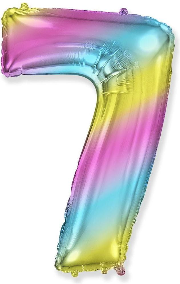 Fóliový balón číslice 7 - duhový - rainbow, 102cm - obrázek 1