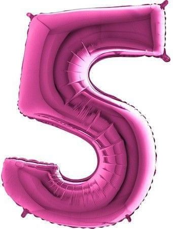 Fóliový balónek číslice 5 - růžová - pink - 102cm - obrázek 1