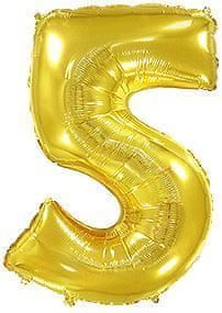 Fóliový balónek číslice 5 - zlatá - gold - 102cm - obrázek 1