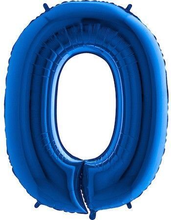 Fóliový balónek číslice 0 - modrý - blue - 110cm - obrázek 1