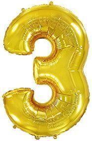 Fóliový balónek číslice 3 - zlatá - gold - 102cm - obrázek 1