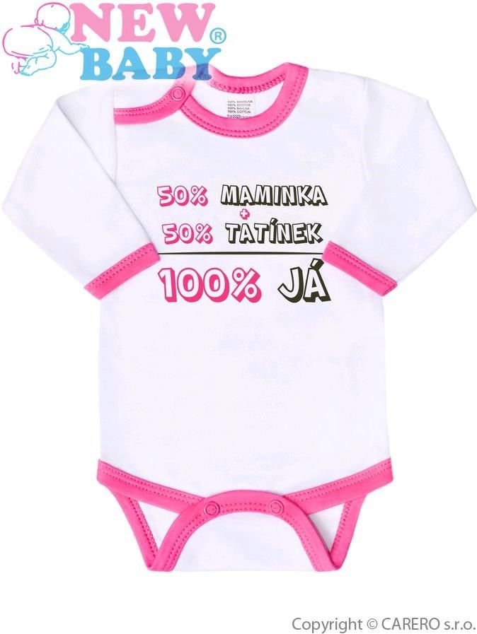 Body s potiskem New Baby 50% MAMINKA + 50% TATÍNEK - 100% JÁ růžové - 86 (12-18m) - obrázek 1