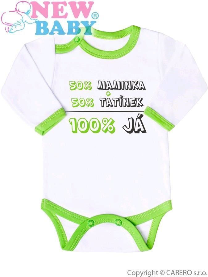 Body s potiskem New Baby 50% MAMINKA + 50% TATÍNEK - 100% JÁ zelené - 68 (4-6m) - obrázek 1