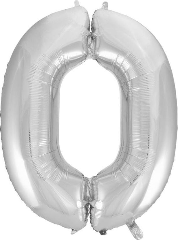 Fóliový balónek číslice 0 - stříbrná - silver - 102cm - obrázek 1