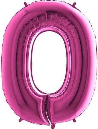 Fóliový balónek číslice 0 - růžová - pink - 102cm - obrázek 1