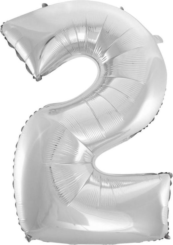 Fóliový balónek číslice 2 - stříbrná - silver - 102cm - obrázek 1
