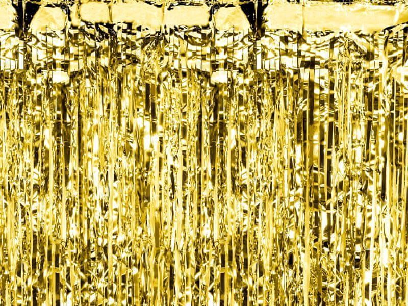 Párty závěs - zlatý - HAPPY NEW YEAR - SILVESTR - 250 cm - obrázek 1