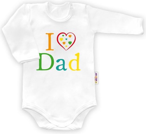 Baby Nellys Baby Nellys Body dlouhý rukáv vel.74, I love Dad - bílé - obrázek 1