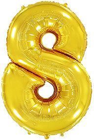Fóliový balónek číslice 8 - zlatá - gold - 102cm - obrázek 1