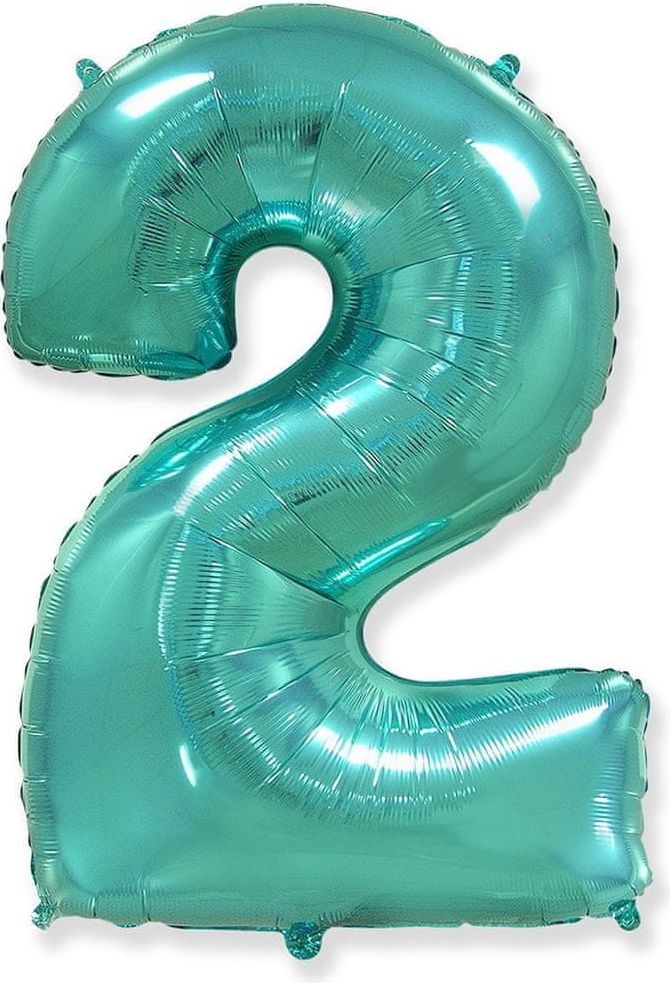 Fóliový balónek číslice 2 - tyrkysová - tiffany - 102cm - obrázek 1