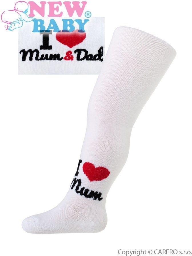 Bavlněné punčocháčky New Baby bílé I Love Mum and Dad&nbsp;-&nbsp;80 (9-12m) - obrázek 1