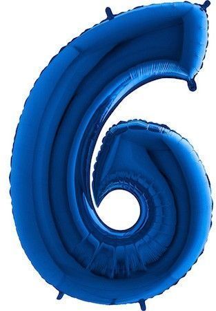 Fóliový balónek číslice 6 - modrý - blue - 110cm - obrázek 1