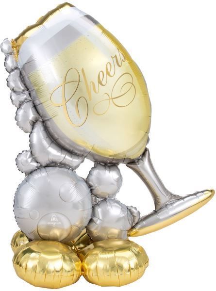 Fóliový stojící balónek - sklenice šampaňského - Silvestr - 104 cm x 129 cm - obrázek 1