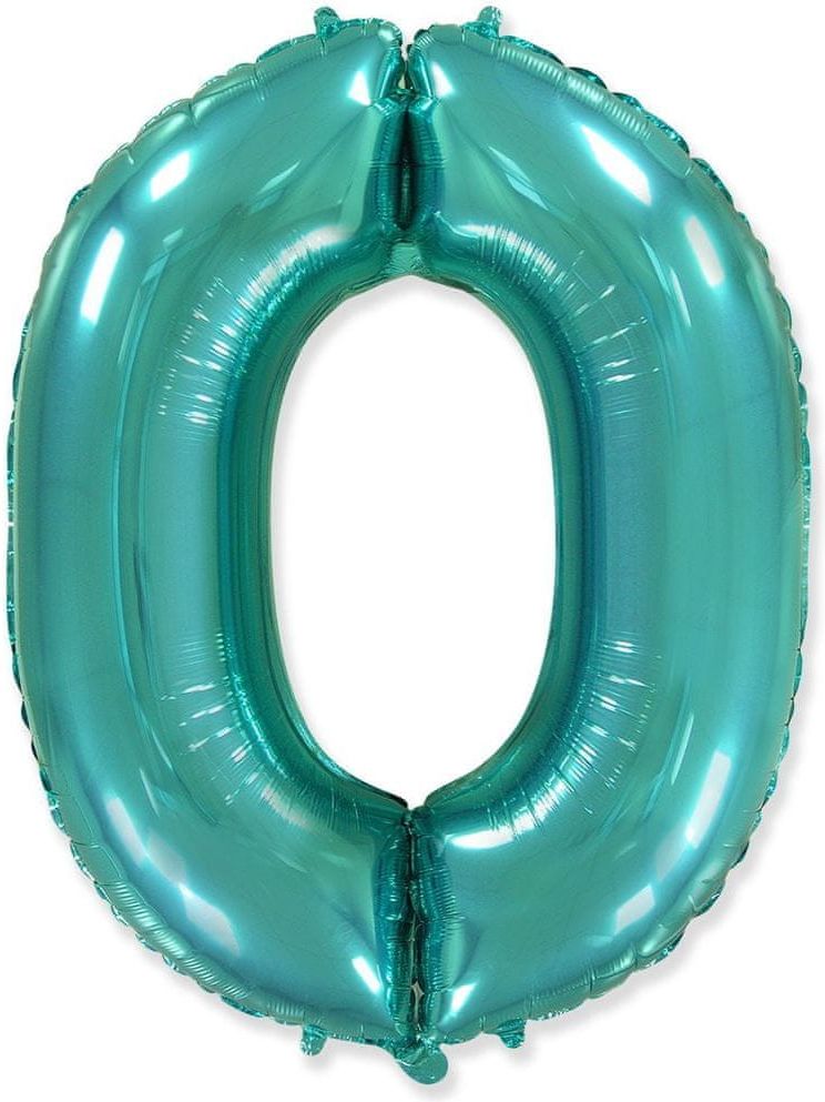 Fóliový balónek číslice 0 - tyrkysová - tiffany - 102cm - obrázek 1