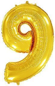 Fóliový balónek číslice 9 - zlatá - gold - 102cm - obrázek 1