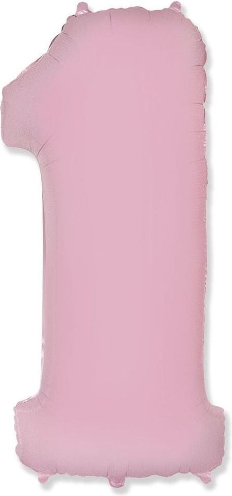 Fóliový balónel číslice 1 - pastelová - růžová - pink - 102cm - obrázek 1