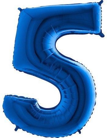 Fóliový balónek číslice 5 - modrý - blue - 102cm - obrázek 1