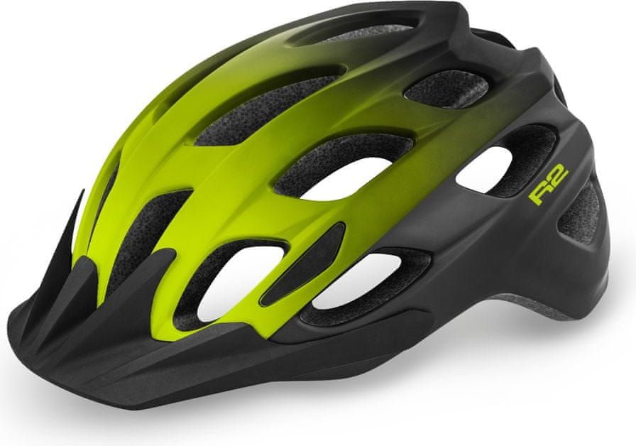 R2 Cyklistická helma Cliff ATH22E/L 58-61 cm černá ,neon žlutá ,matná - obrázek 1