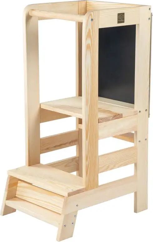 MeowBaby® Učební věž pro děti Dětská stolička s jednou deskou Dětská stolička Dřevěná učební židle Montessori Kuchyňský pomocník Přírodní dřevěná učební věž - obrázek 1