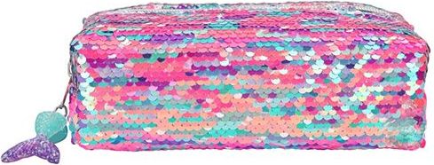 Top Model Jednoduchý penál , Tyrkysovo-oranžovo-růžovo-fialové flitry, 21,5 x 9 x 10 cm - obrázek 1