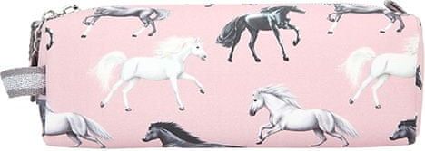 Miss Melody Jednoduchý penál , Růžový, koně - allover print, 21 x 10 x 8,5 cm - obrázek 1