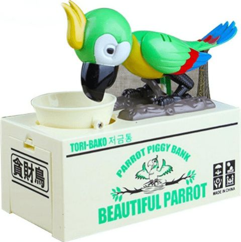 AUR Dětská pokladnička papoušek - zelená - obrázek 1