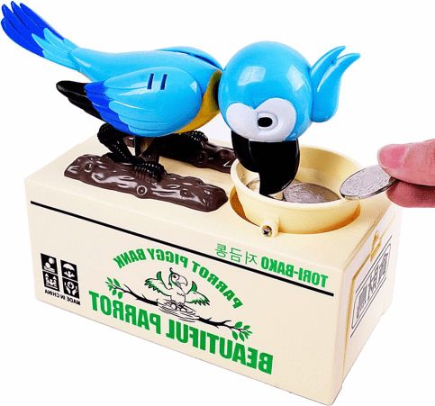 AUR Dětská pokladnička papoušek - modrá - obrázek 1