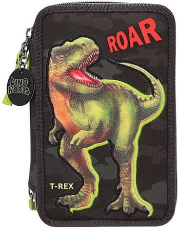 Dino World Penál s výbavou Top Model, T-REX, nápis ROAR, barva černá - obrázek 1