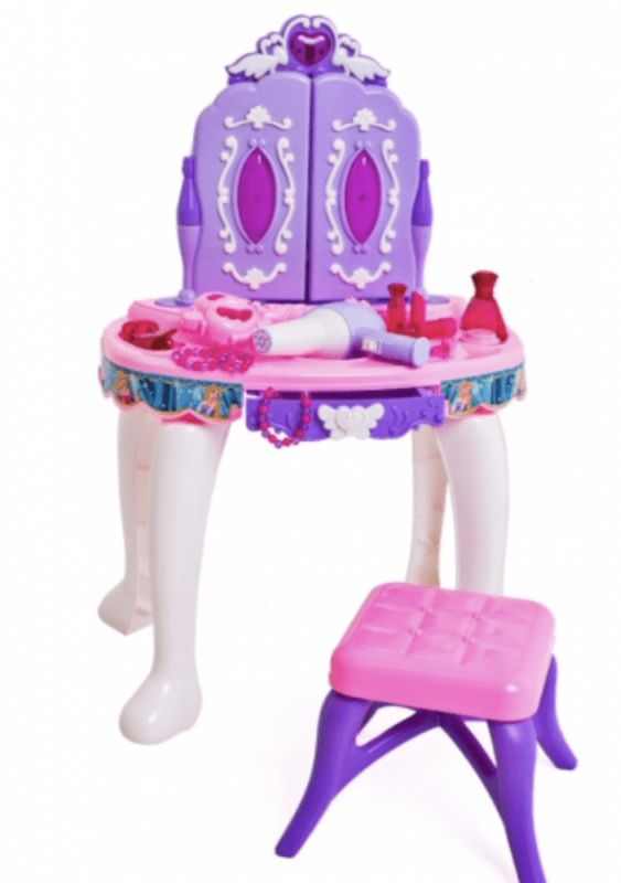 BB-Shop Dětský toaletní stolek na hraní s 3 zrcadly, světly a zvukovými efekty, fialový - obrázek 1
