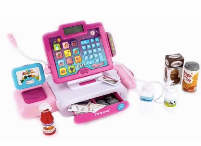 BB-Shop Pokladna hrací set, Hmotnost, čtečka karet, růžová barva - obrázek 1