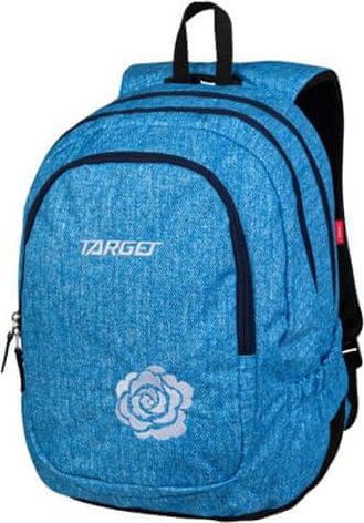 Target Studentský batoh , Modrý, džínovina, potisk růže - obrázek 1
