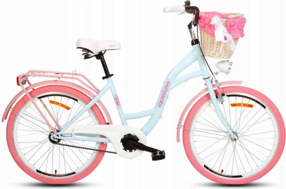 Goetze jízdní kolo style, kola 24”, výška 125-165 cm, 1-rychlostní modrý/růžový - obrázek 1