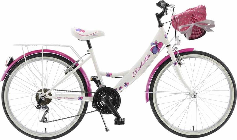 Kands dětské jízdní kolo giulietta, kola 24”, výška 120-160 cm bílý/růžový - obrázek 1