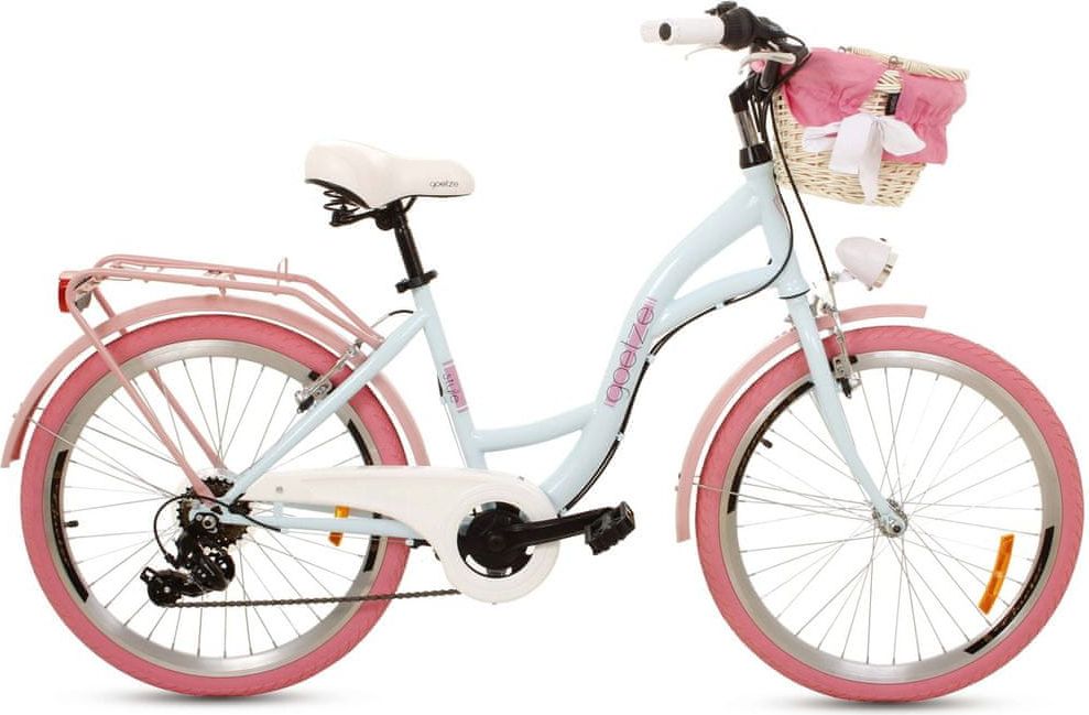 Goetze jízdní kolo style, kola 24”, výška 125-165 cm, 6-rychlostní modrý/růžový - obrázek 1