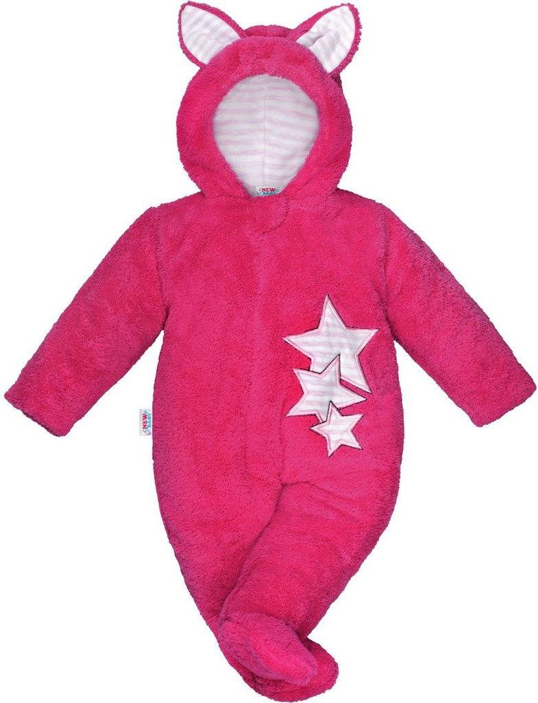 Zimní dětská kombinéza New Baby Ušáček tmavě růžová&nbsp;-&nbsp;74 (6-9m) - obrázek 1