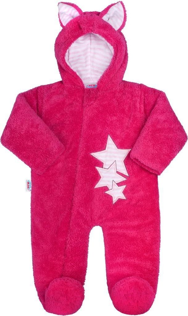 Zimní dětská kombinéza New Baby Ušáček tmavě růžová&nbsp;-&nbsp;74 (6-9m) - obrázek 2