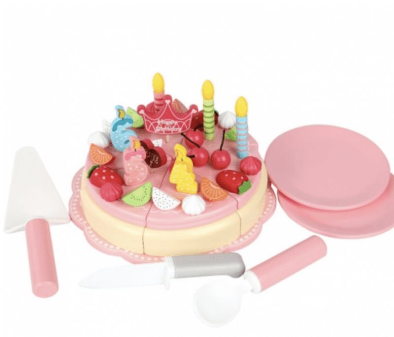 BB-Shop Dřevěný narozeninový dort růžový - obrázek 1